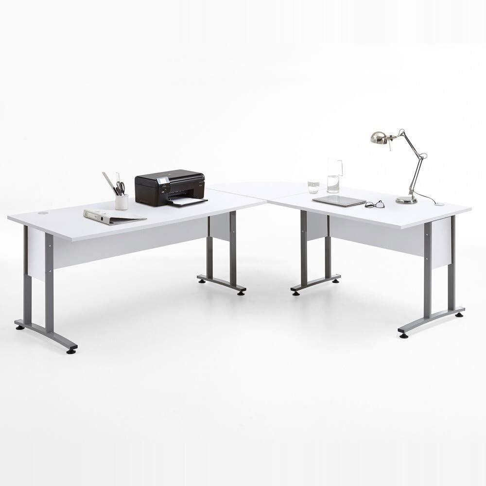 Büro Winkelschreibtisch 120 x 160cm COLUMBUS-10 in Brilliantweiß matt - B x H x T ca. : 240 x 75 x 200 cm Bild 1