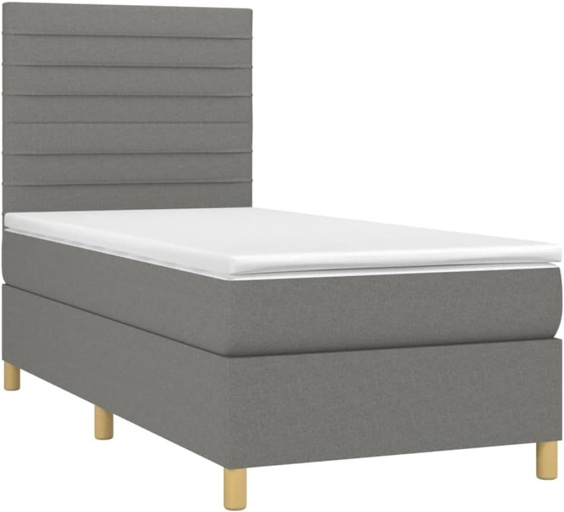 vidaXL Boxspringbett mit Matratze Dunkelgrau 90x200 cm Stoff 3142386 Bild 1