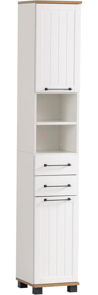 SCHILDMEYER Hochschrank Badschrank Highboard Badmöbel mattweiß 30,3x180,9x32,6cm Bild 1