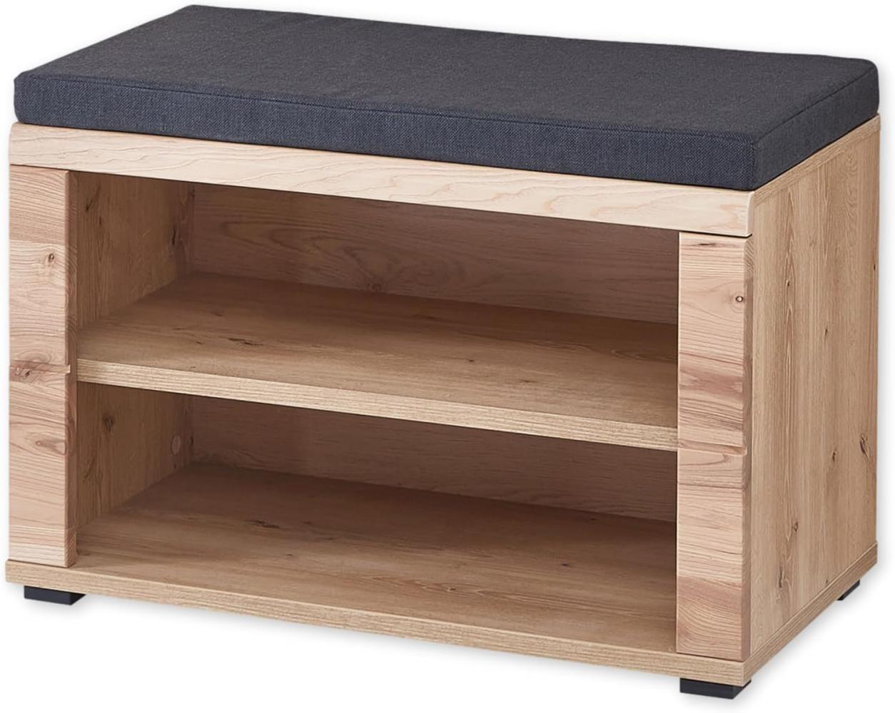 Stella Trading SONOS Schuhbank in Altesche massiv, Old Artisan Oak Optik FSC-Zertifiziert - Moderne Sitzbank mit Stauraum für Ihren Flur - 80 x 53 x 40 cm (B/H/T) Bild 1