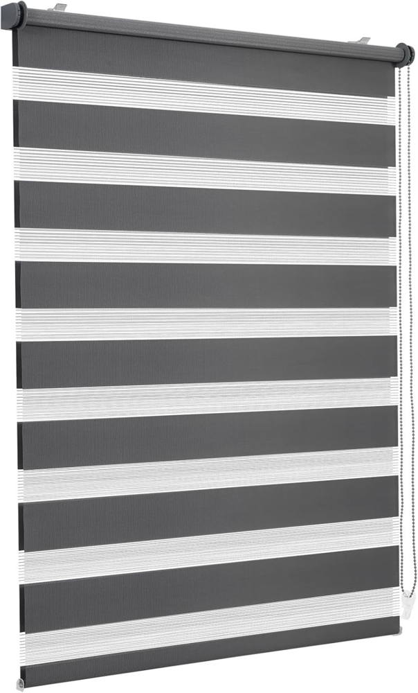 Sekey Doppelrollo Klemmfix ohne Bohren für Fenster, Doppelrollo 95 cm breit, Duo Rollo Jalousie Sonnenschutz, 95x210 cm, Dunkelgrau Bild 1