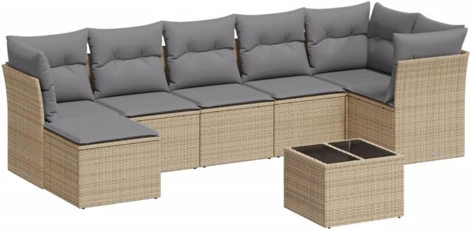 vidaXL 8-tlg. Garten-Sofagarnitur mit Kissen Beige Poly Rattan 3217979 Bild 1