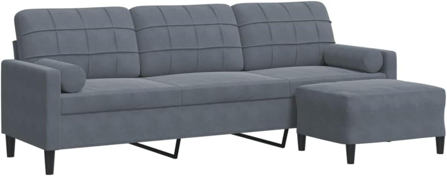 3-Sitzer-Sofa mit Hocker Dunkelgrau 210 cm Samt 3278278 Bild 1