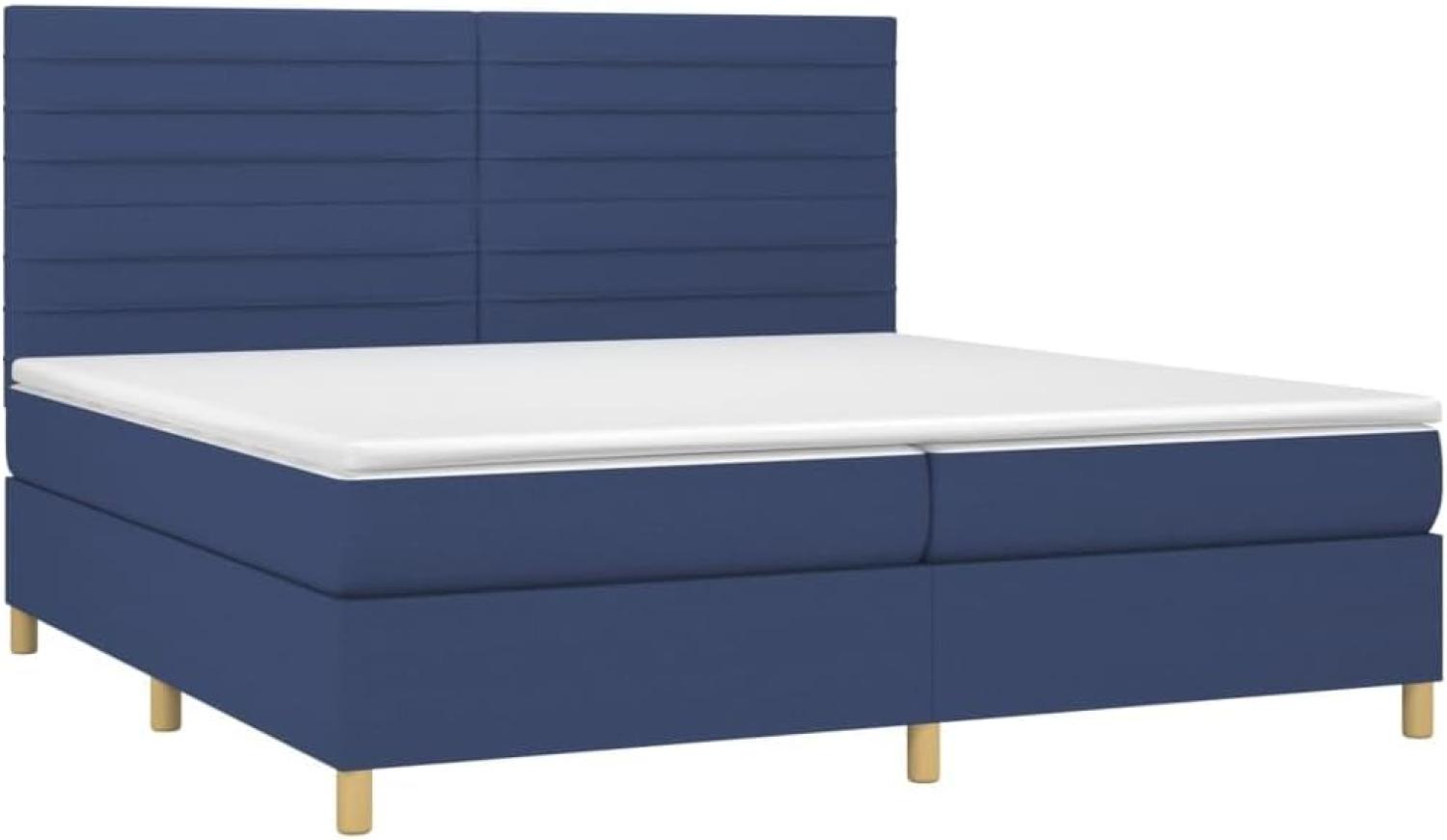 vidaXL Boxspringbett mit Matratze Blau 200x200 cm Stoff, Härtegrad: H2 [3142447] Bild 1