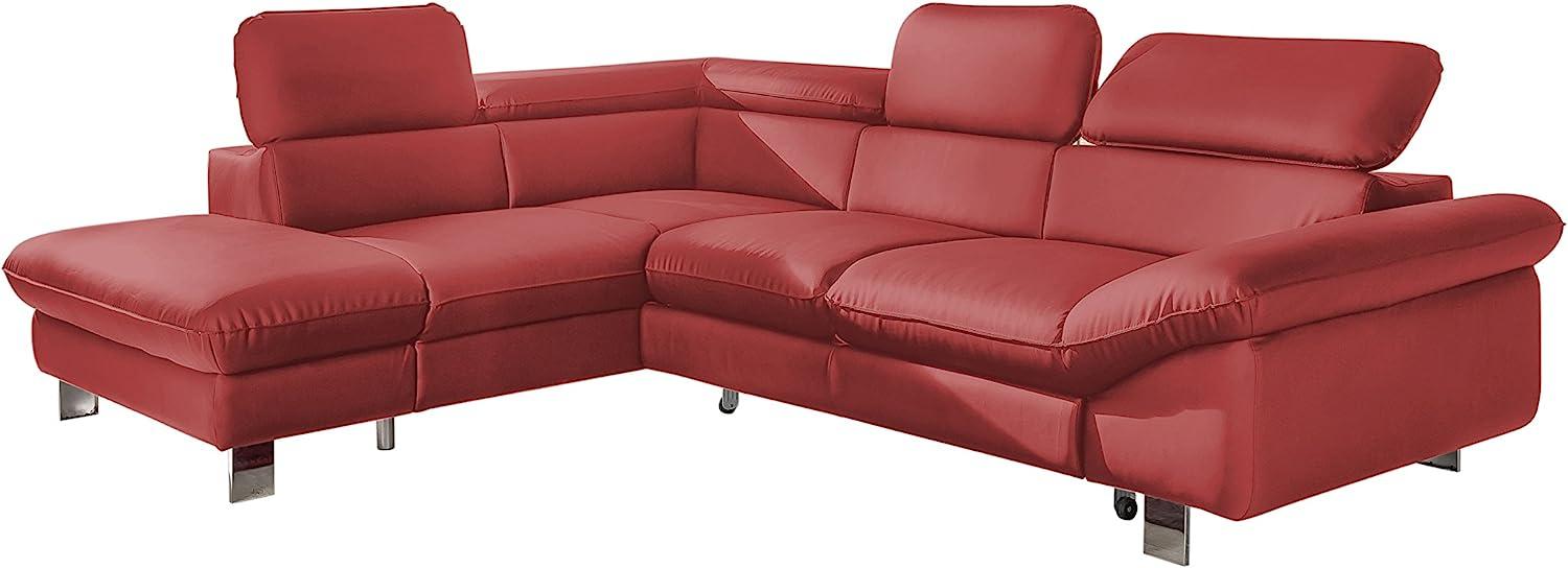 Mivano Ecksofa Driver in modernem Design / Ledersofa in L-Form mit Ottomane links / Inkl. verstellbare Kopfstützen / 266 x 73 x 214 / Kunstleder rot Bild 1