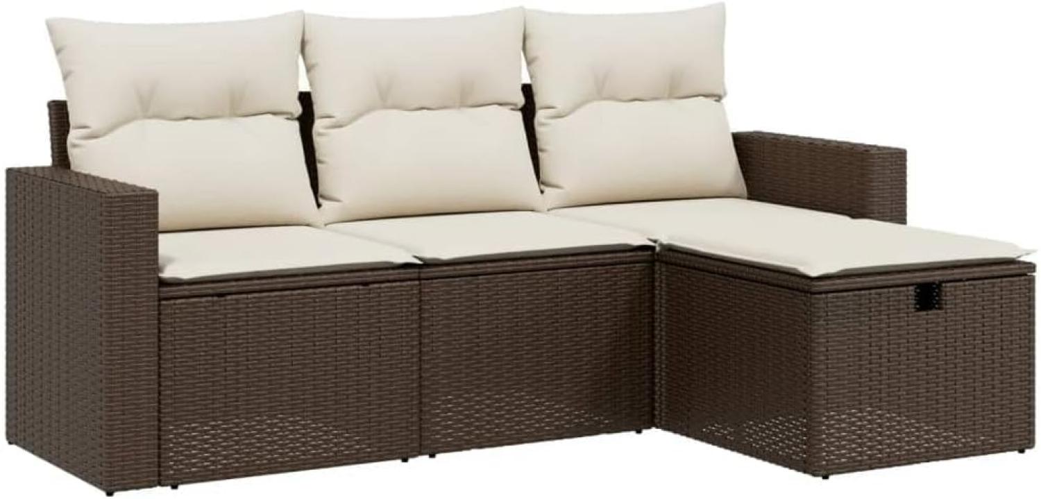 vidaXL 4-tlg. Garten-Sofagarnitur mit Kissen Braun Poly Rattan 3263449 Bild 1