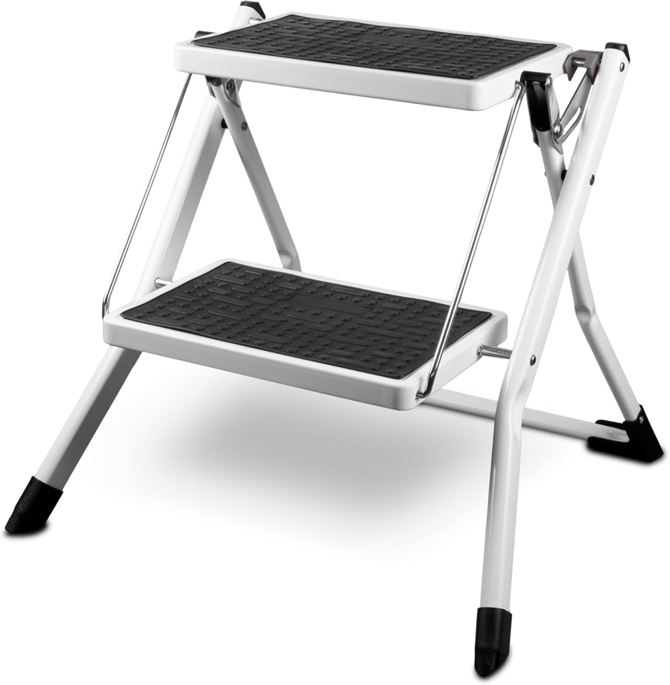 siwitec Trittleiter siwitec Mini Klapptritt aus Stahl - 2-stufig - weiß - GS geprüft (Wahlweise in Weiß oder Anthrazit erhältlich), 2 Stufen Bild 1