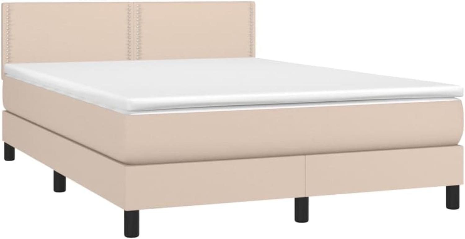 vidaXL Boxspringbett mit Matratze & LED Cappuccino-Braun 140x190cm 3134164 Bild 1