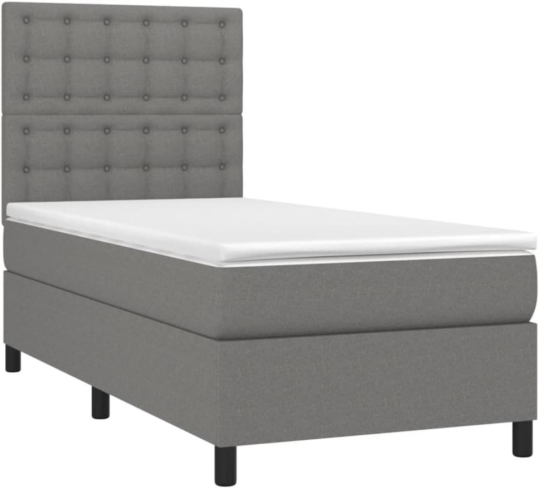 vidaXL Boxspringbett mit Matratze & LED Dunkelgrau 90x190 cm Stoff 3135158 Bild 1