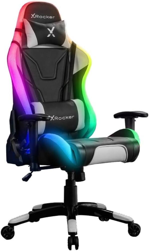 X Rocker Agility eSports Gaming-Bürodrehstuhl mit LED-Beleuchtung & App-Steuerung - schwarz/weiß Bild 1