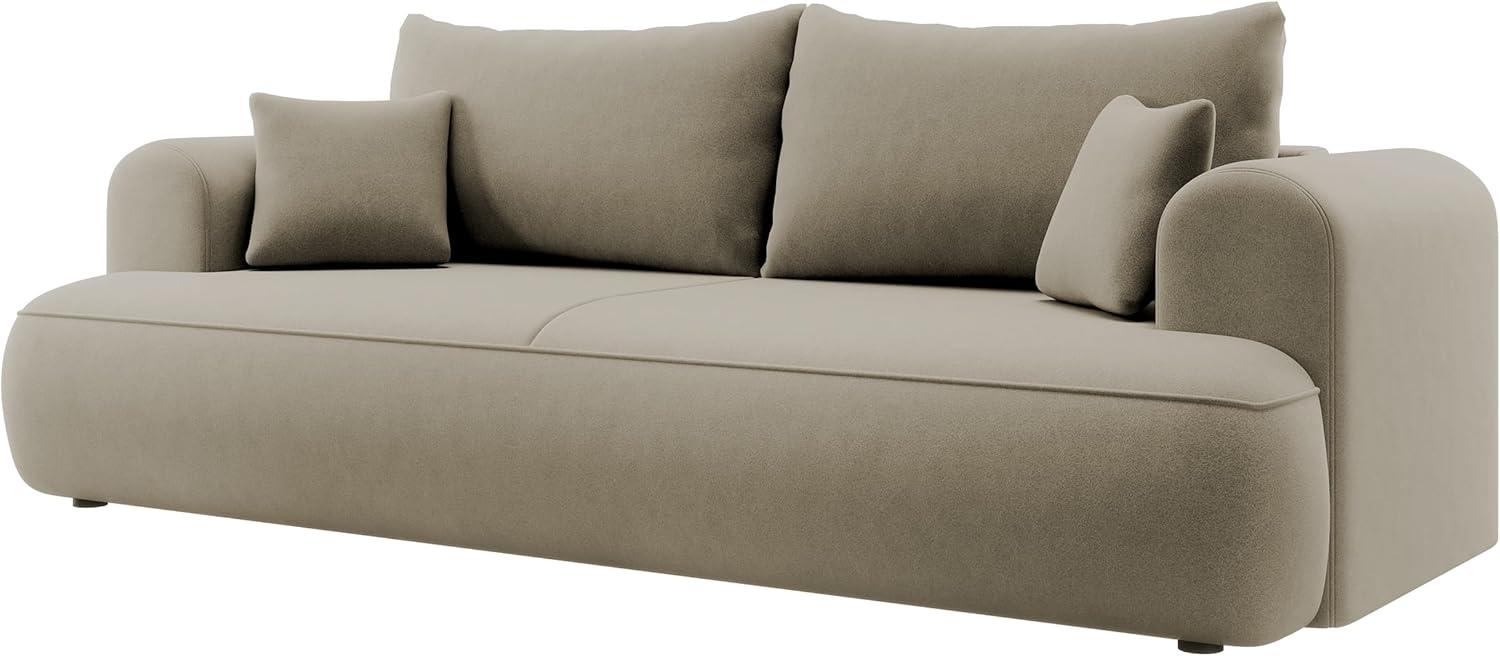 Selsey Sofa Schlafsofa Couch Mit Stauraum Schlaffunktion 3 Sitzer Pflegeleicht Polyurethanschaum Veloursoptik Beige OVO Bild 1