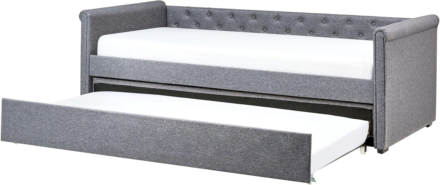 Tagesbett LIBOURNE 90 x 200 cm Stoff Dunkelgrau Bild 1