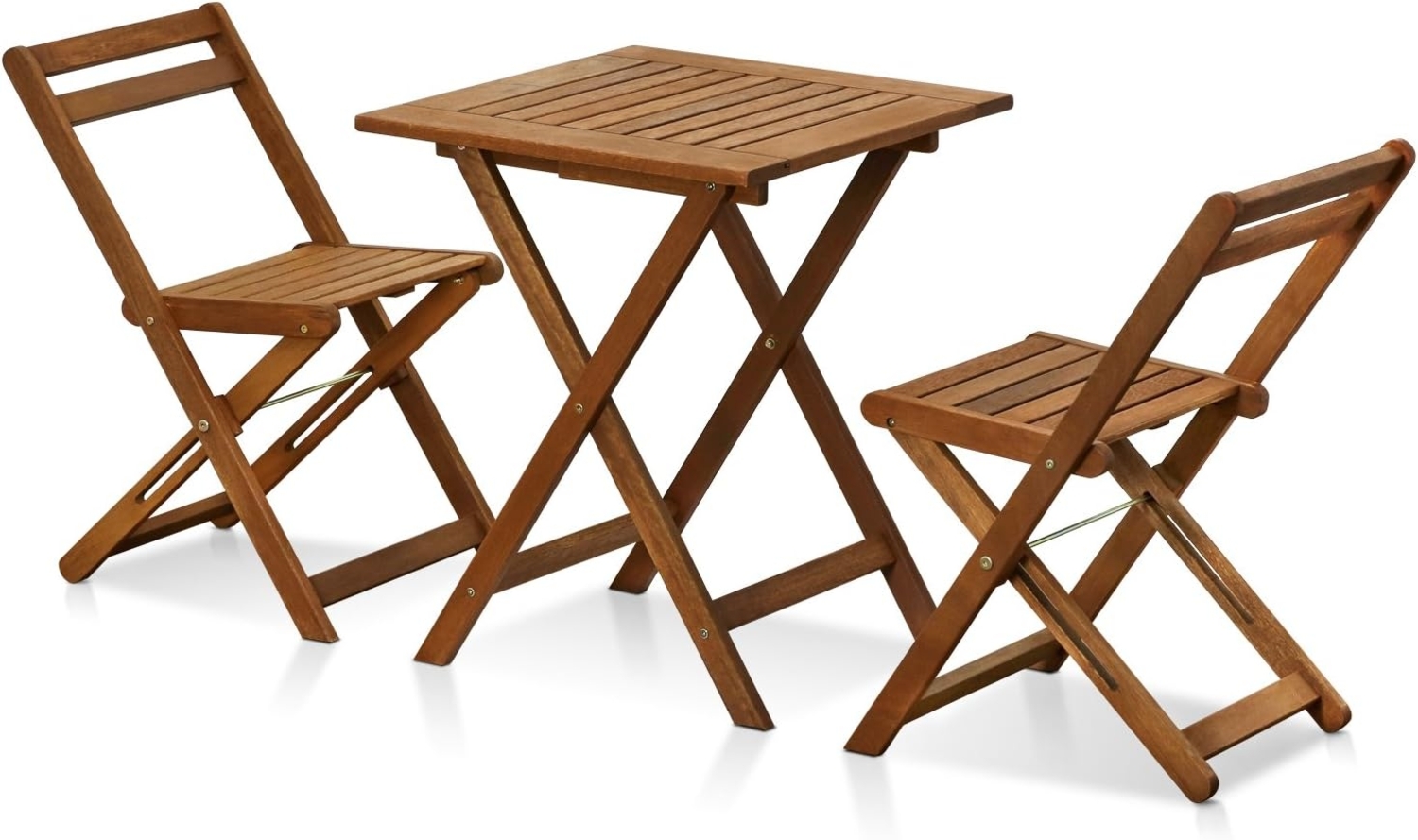 Furinno Tioman Outdoor Bistro Set bestehend aus 2 Stühlen und 1 Tisch in Teaköl, Hartholz, Natur, 59.9 x 59.9 x 73.9 cm Bild 1