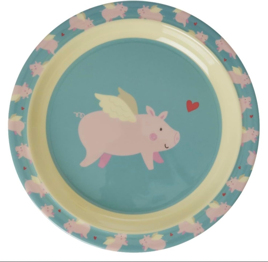 Rice Flying Pig Print Melamine Kinder Speiseteller Bild 1