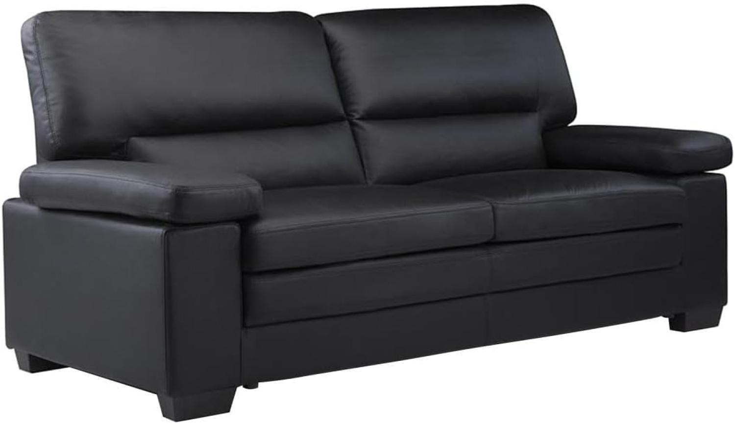 Vente-unique - Ledersofa 3-Sitzer - Büffelleder - Schwarz - MIMAS Bild 1