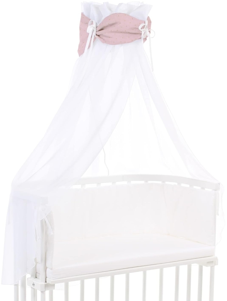 babybay Himmel Organic Cotton Royal mit Schleife passend für alle Modelle, rosé Glitzerpunkte gold Bild 1