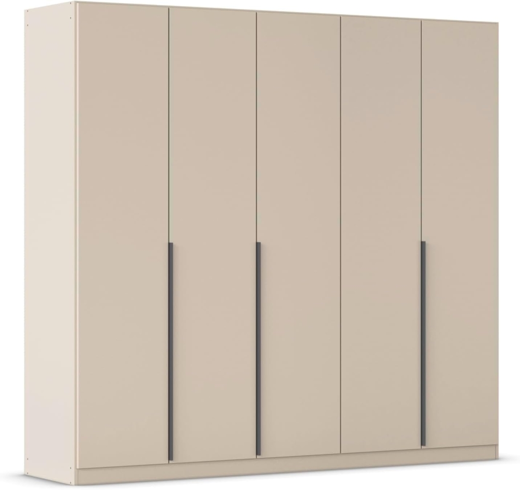 Rauch Möbel Alabama, Kleiderschrank, Garderobe, 5-türig, Zubehör Premium, 3 Kleiderstangen, 9 Einlegeböden, Schubladeneinsatz, Farbe Beige, Griff Grau metallic, 226 x 229 x 54 cm Bild 1