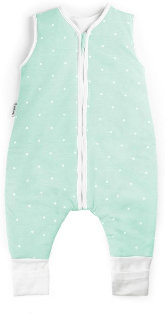 Ehrenkind® Babyschlafsack mit Beinen | Bio-Baumwolle | Ganzjahres Schlafsack Baby Gr. 90 Farbe Mint mit weißen Sternen Bild 1