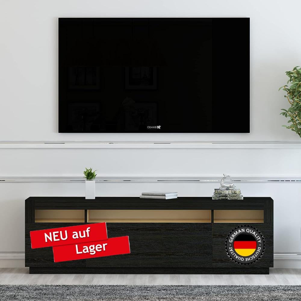 TV Lowboard Adel Schwarz mit LED Beleuchtung 9086 Bild 1