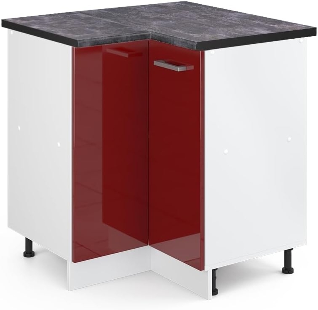 Vicco Eckschrank R-Line, Bordeaux Hochglanz/Weiß, 75. 6 cm, AP Anthrazit Bild 1