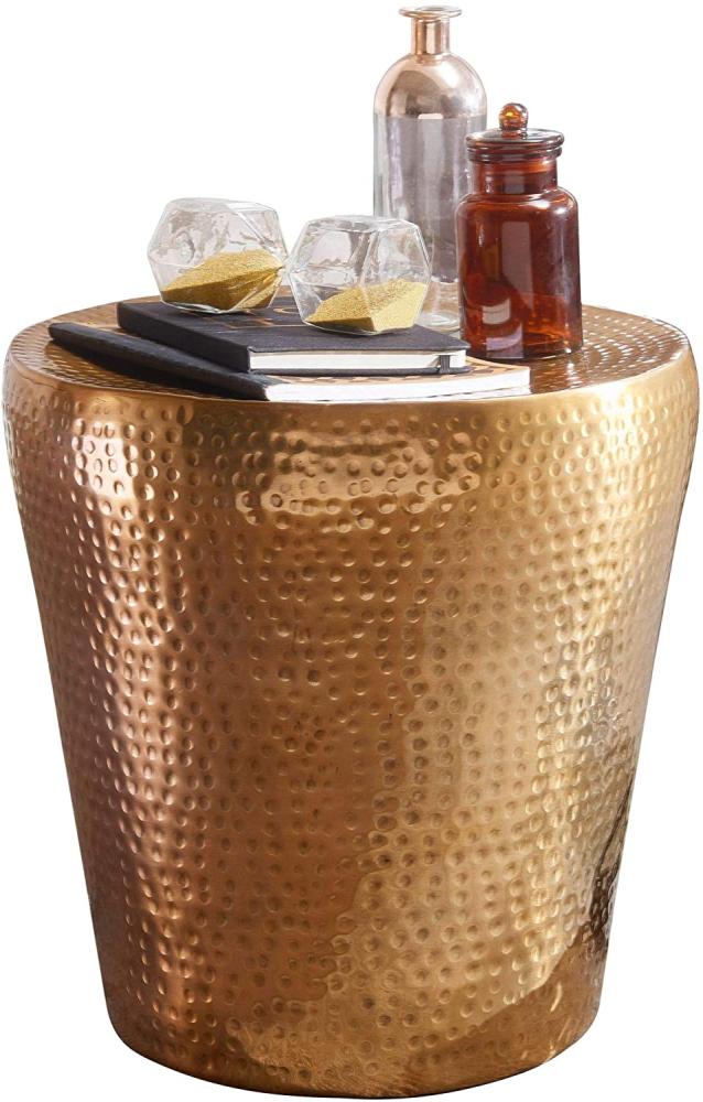 Wohnling Beistelltisch, Aluminium VAKRIM 41 x 41 x 41 cm Dekotisch orientalisch rund, Gold Bild 1