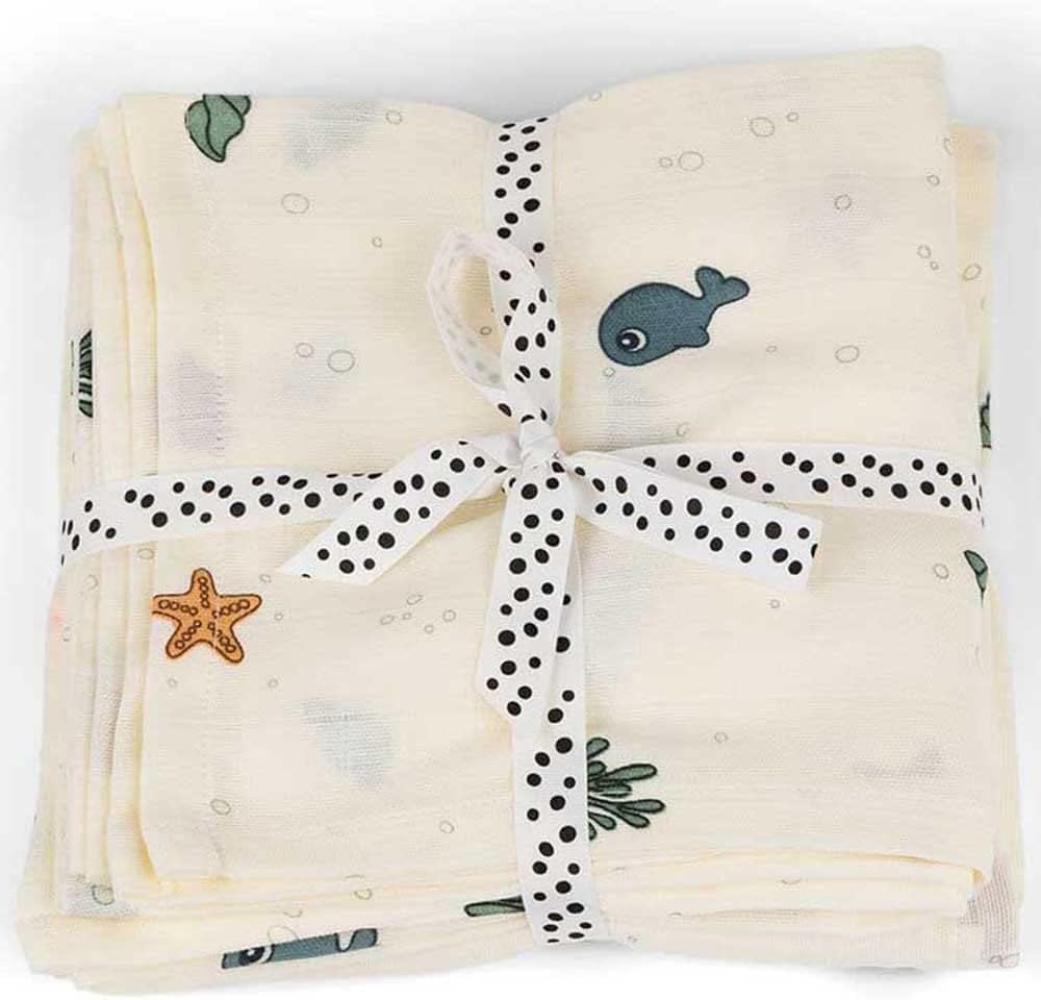 Done By Deer Sea Friends Swaddle 2 Stück Ecru Bild 1