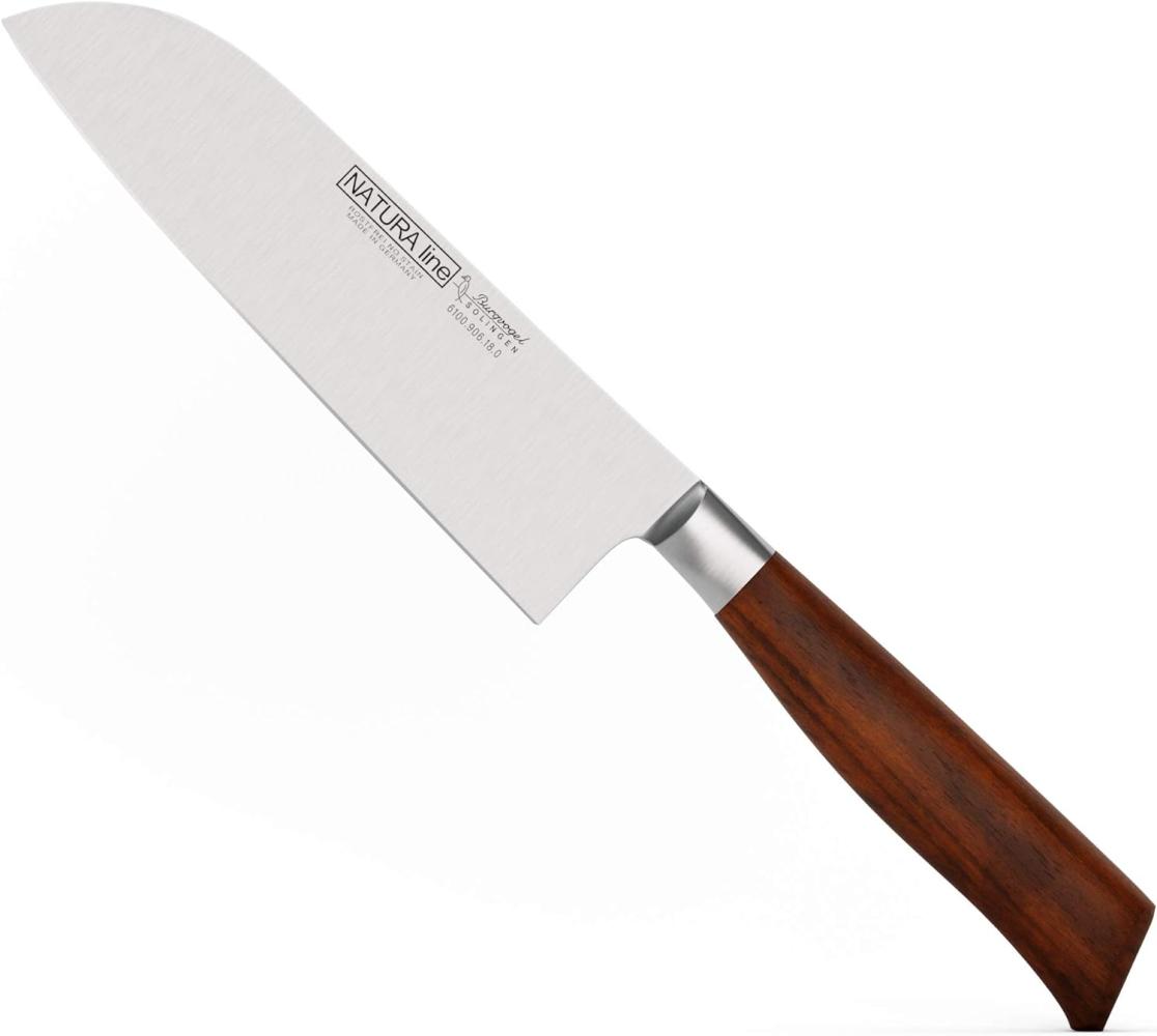 Burgvogel Solingen Natura Line Santokumesser Holzgriff rot satiniert, geschmiedet, 18 cm, sehr scharfes Japanisches Kochmesser rostfrei, Made in Germany, Braun Rot, 18 cm Santokumesser, 6100. 906. 18. 0 Bild 1