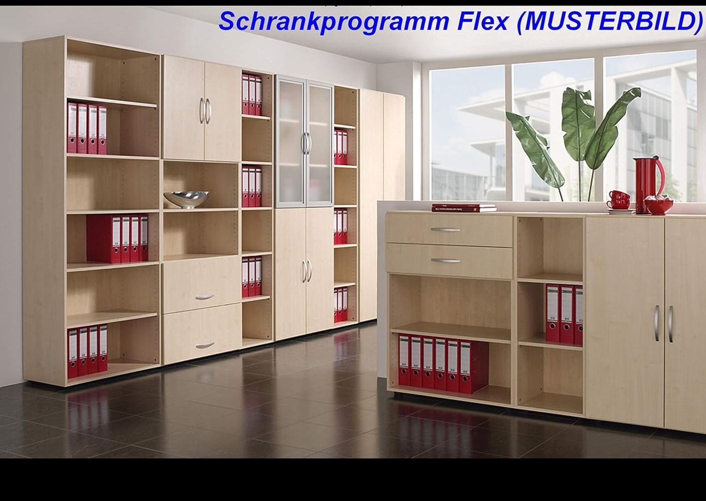 Flügeltürenschrank mit Standfüßen, Griff links oder rechts, 40x42x75cm, Ahorn Lichtgrau Bild 1