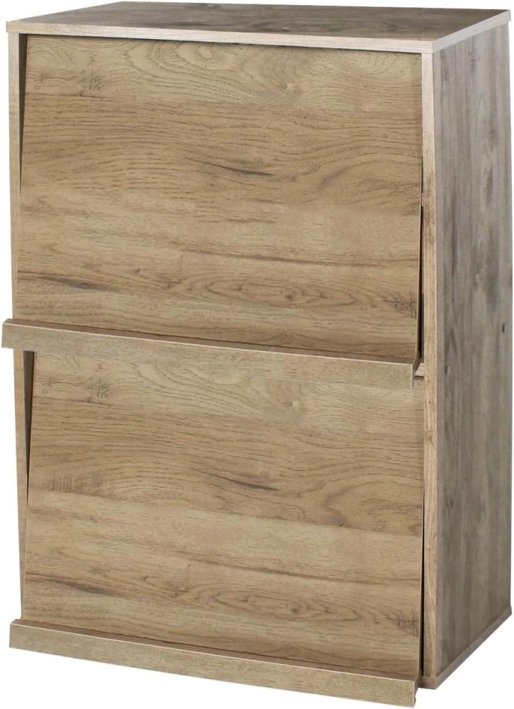 Iris Ohyama Module Furniture CHR-2 Lagereinheit 2 Nischen mit Falt-und Schiebetüren, Engineered Wood, Eiche aschbraun Bild 1