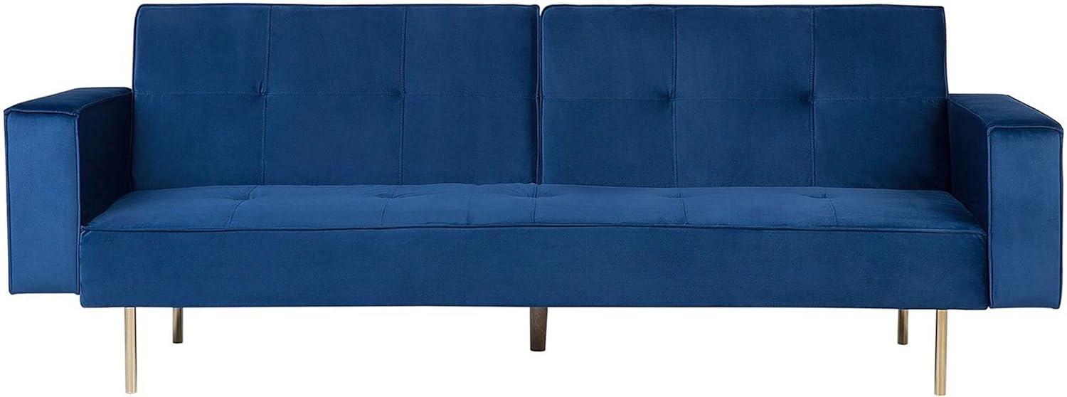 Schlafsofa 3-Sitzer Samtstoff marineblau VISNES Bild 1