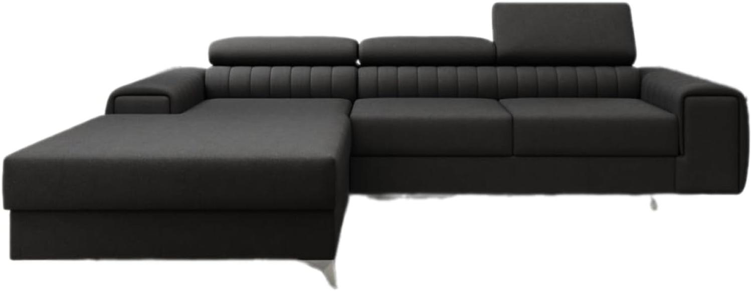 Designer Sofa Melinda mit Schlaf- und Klappfunktion Stoff Schwarz Links Bild 1