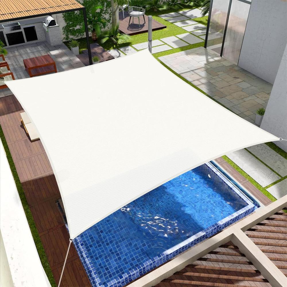 SUNNY GUARD Sonnensegel Rechteckig 2x3m Sonnenschutz Atmungsaktiv HDPE UV Schutz für Balkon Terrasse Garten, Creme Bild 1