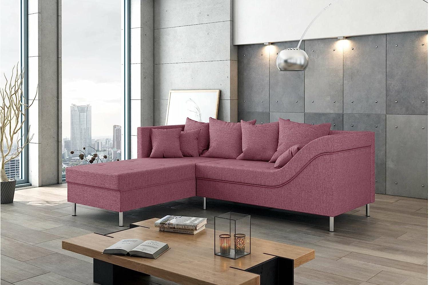 Stylefy Toffi Ecksofa Strukturstoff LARS Rosa Links Bild 1