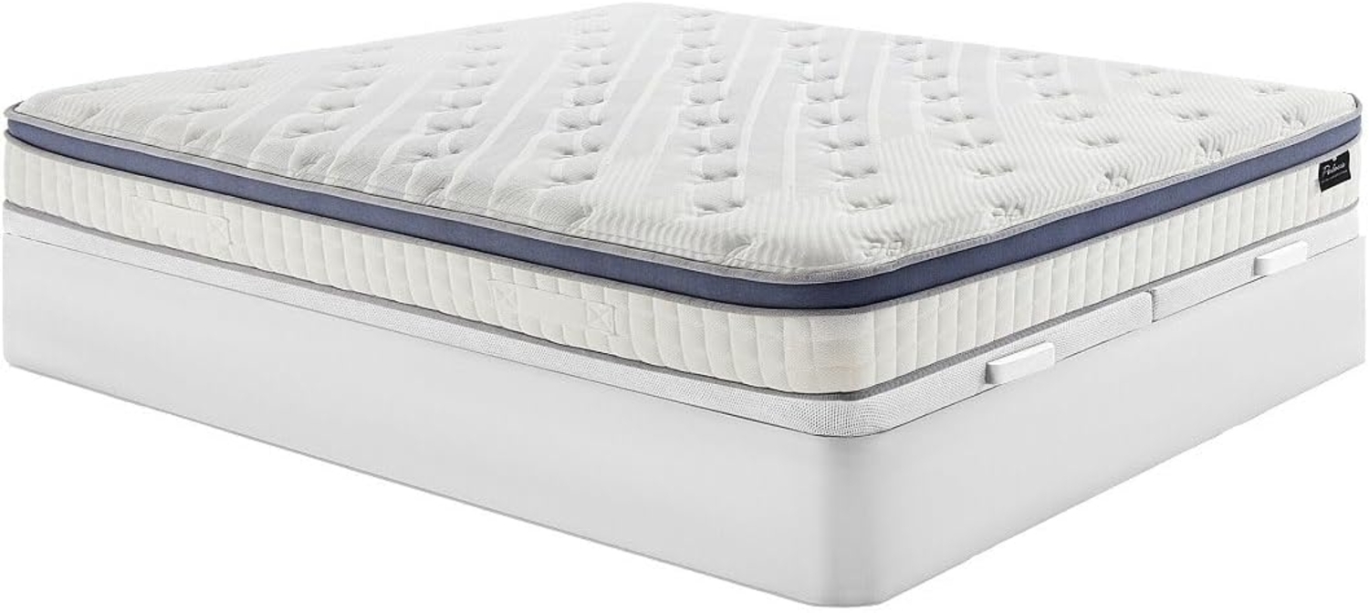 Vente-unique - Bett-Set 180x200 cm - Bettkasten Weiß + Hybrid-Matratze Taschenfederkern 7 Zonen + Memory + Latex - 25 cm - MALAO von PALACIO Bild 1