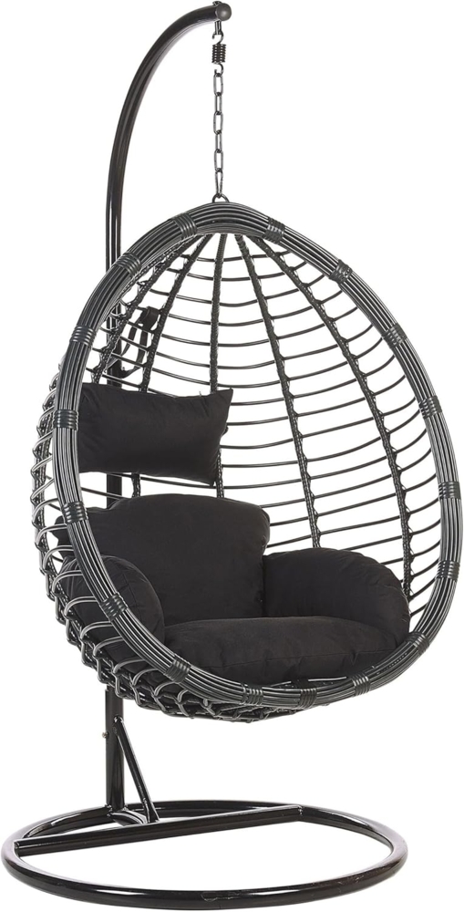 Hängesessel mit Gestell Rattan schwarz ø 97 cm TOLLO Bild 1