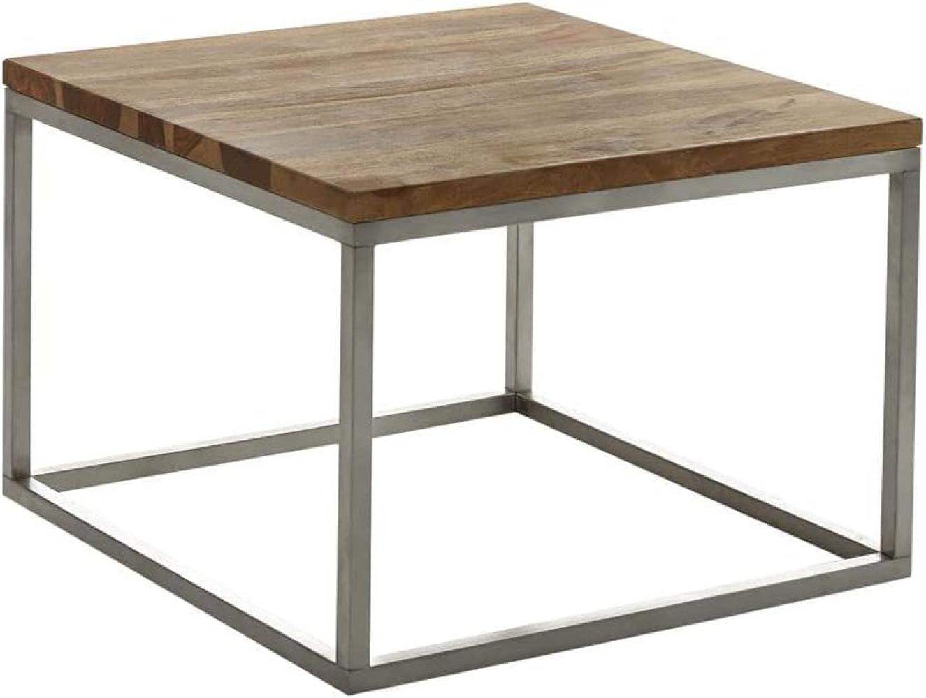 Couchtisch Tatius 60x60 cm Sheesham Natur Edelstahl Bild 1