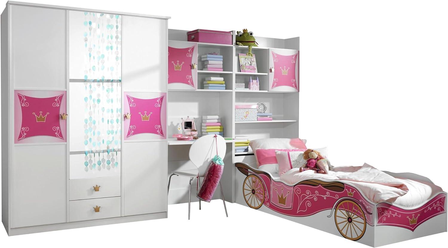 Kinderzimmer Zoe3 4-TLG Kleiderschrank Schreibtisch + Regal inkl Bettkasten Bett Mädchen GS-geprüft Blauer Engel Jugendzimmer Bild 1