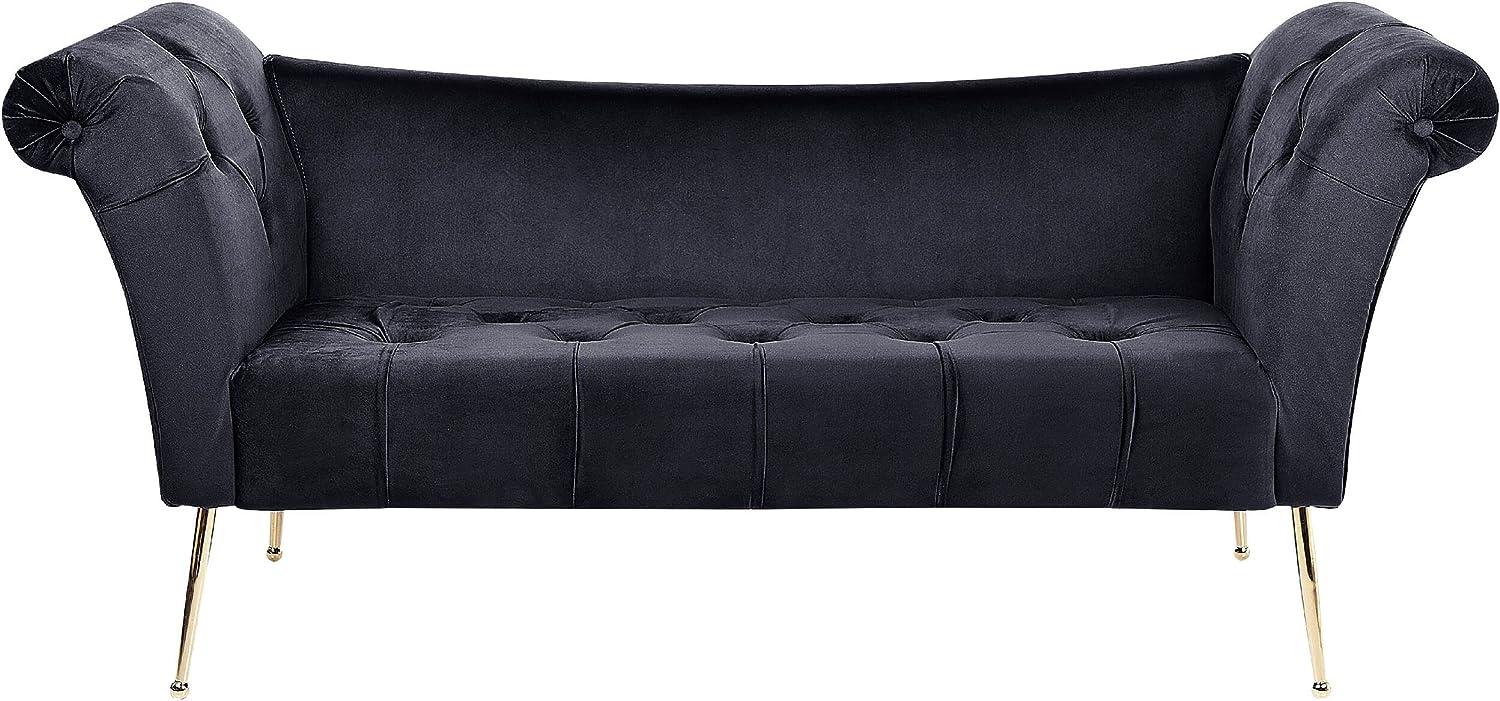 Chaiselongue Samtstoff schwarz gold NANTILLY Bild 1