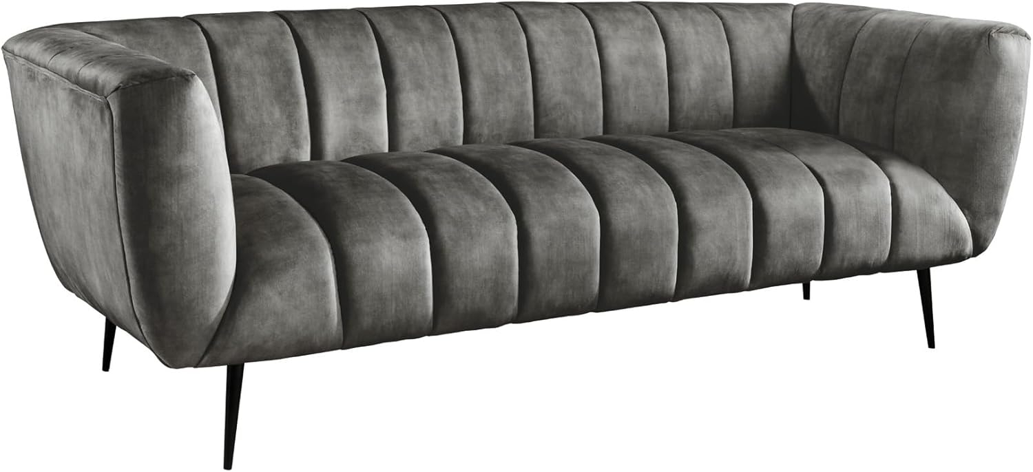 riess-ambiente Sofa NOBLESSE 225cm grau / schwarz, Einzelartikel 1 Teile, Wohnzimmer · Samt · Metall · 3-Sitzer · Federkern · Retro Design Bild 1