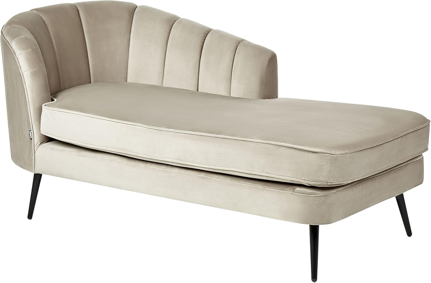 Chaiselongue Samtstoff beige linksseitig ALLIER Bild 1