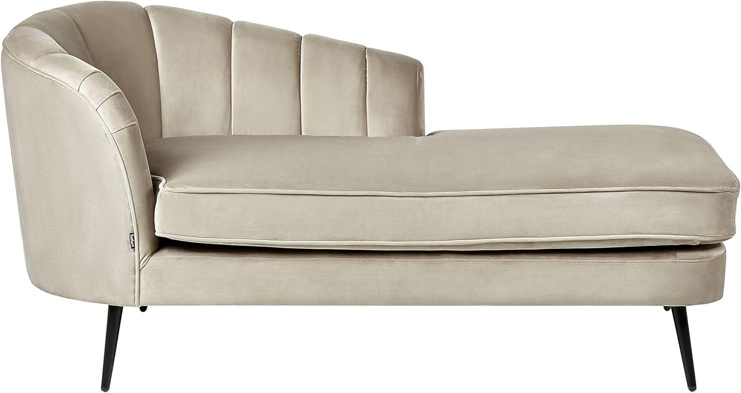 Chaiselongue Samtstoff beige linksseitig ALLIER Bild 1