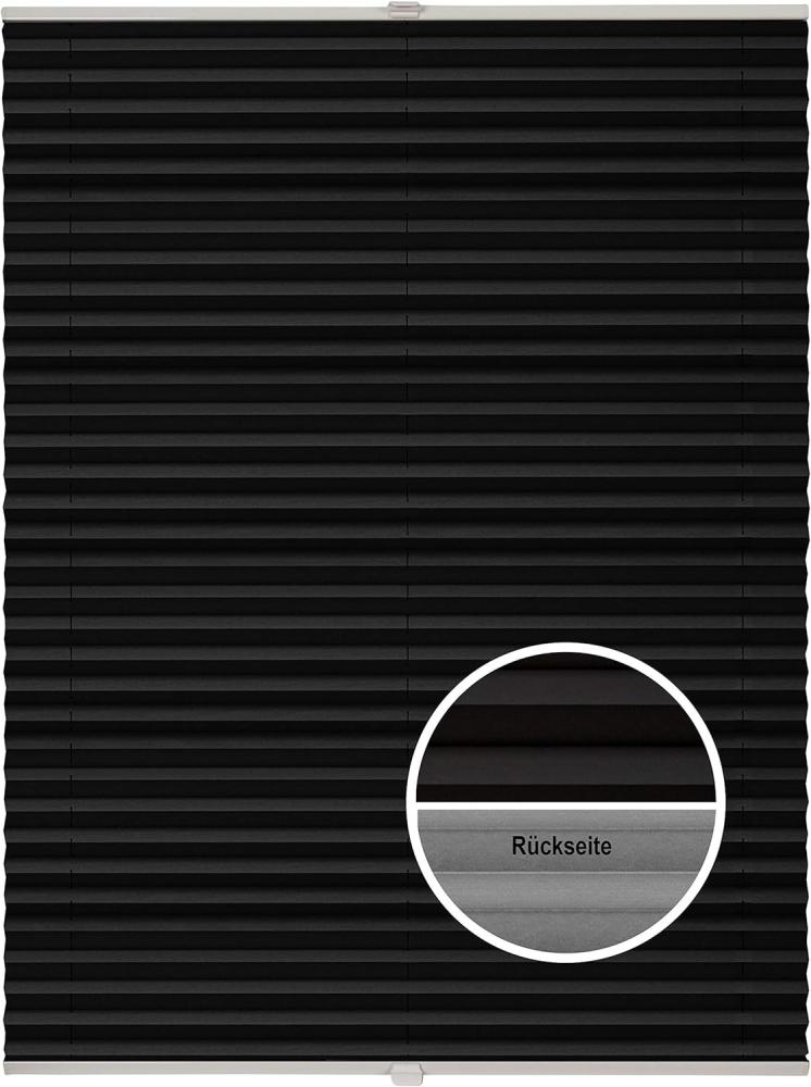 ondeco Plissee Thermo ohne Bohren mit Klemmträger,Sonnenschutz für Fenster innen, lichtschutz und Blickdicht, Faltrollo Sichtschutz für Tür, Jalousie Rollo leicht verdunkelnd - Schwarz - 80x130 cm Bild 1