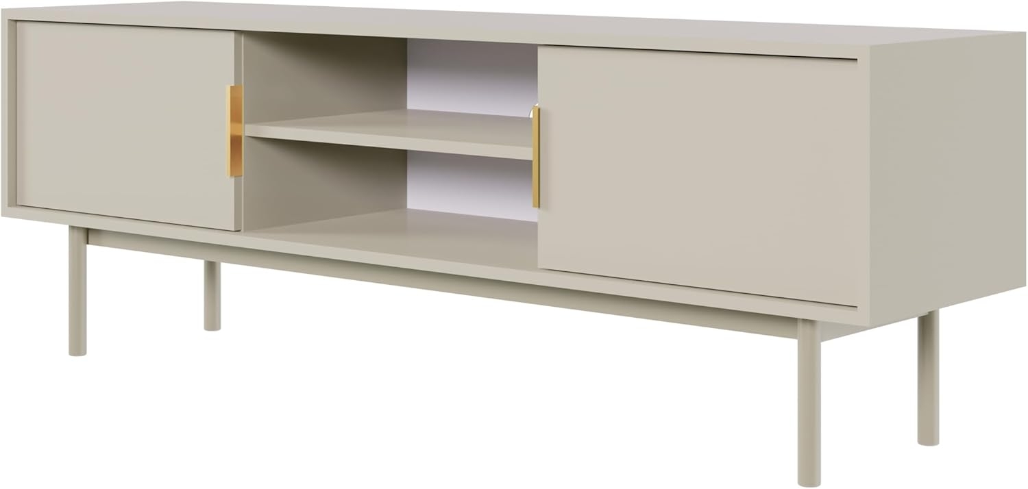 Selsey TV Schrank Board Sideboard Fernsehtisch Fernsehschrank 154 cm Graubeige Gold Viviaro Bild 1