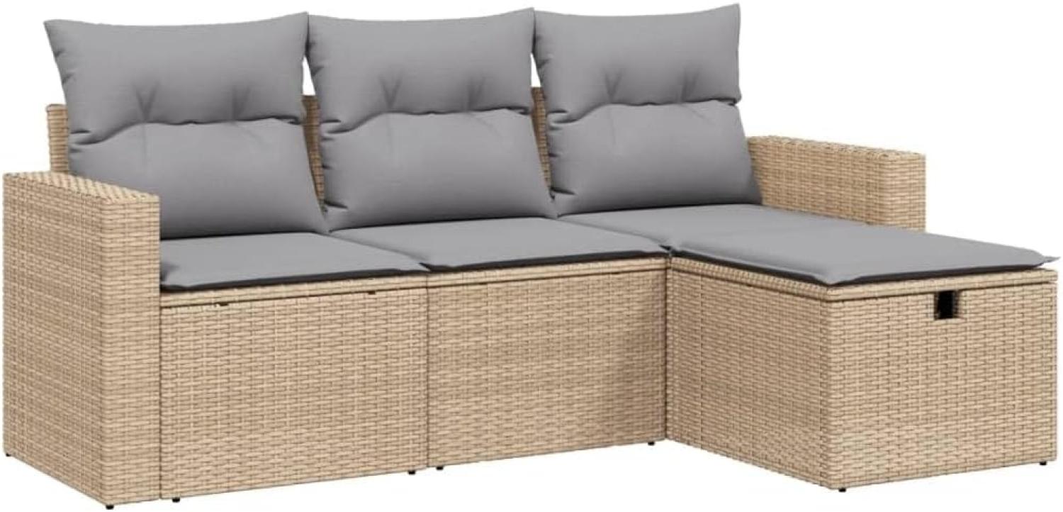 vidaXL 4-tlg. Garten-Sofagarnitur mit Kissen Beigemischung Poly Rattan 3263445 Bild 1