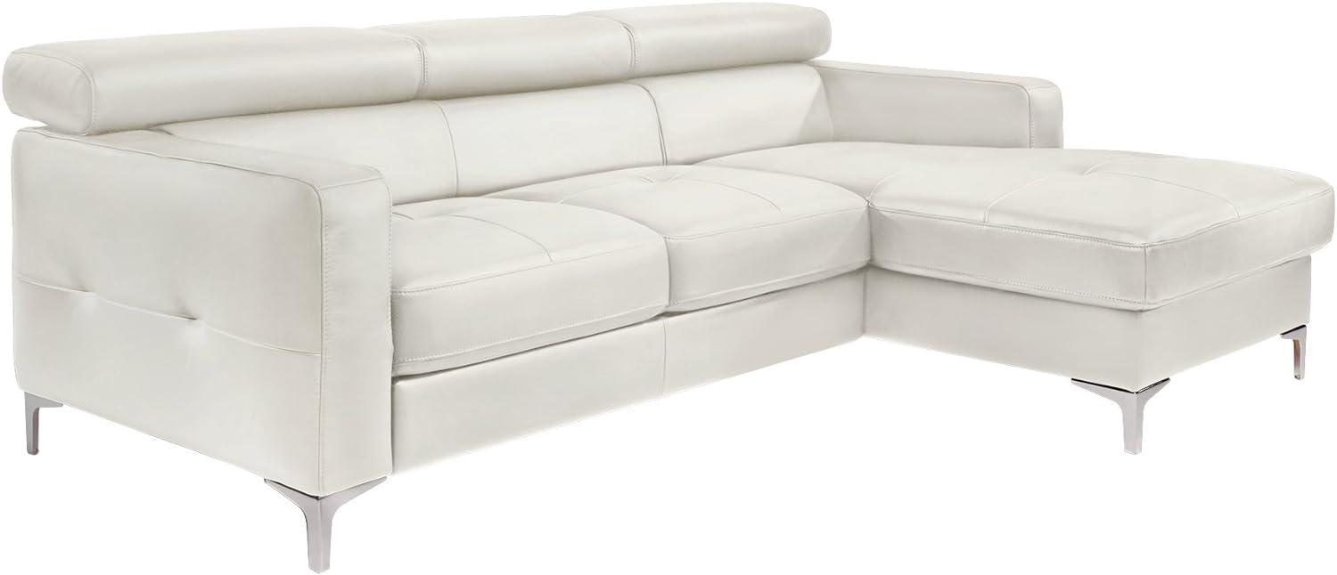 Mivano Ecksofa Sammy, Schlafsofa in Lederimitat mit Bettkasten und Kopfteilverstellung, 227 x 74 x 187, Kunstleder, weiß Bild 1