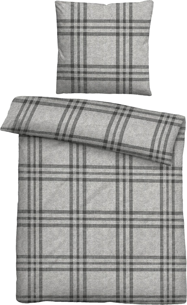 biberna Melange-Flanell Bettwäsche 0840513 KARO, sturmgrau, 1x 135x200 cm + 1x 80x80 cm Bild 1