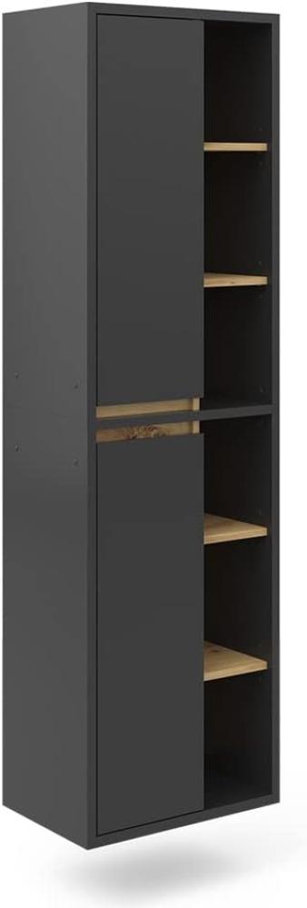 Vicco Hochschrank Badschrank Badezimmermöbel Viola Anthrazit Eiche modern 50x170 cm Badkommode Badezimmer Schrank Badmöbel Schranktür Schrankfach Bild 1