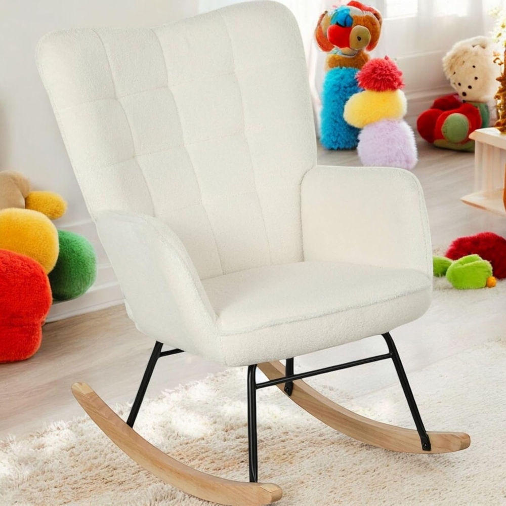 FurnitureR Kinderstühle，Cremefarbe Oberfläche, Moderner Stil, Holzbeine, Bequemes Wohnen für Kinderzimmer, Stabiler Metallrahmen Bild 1