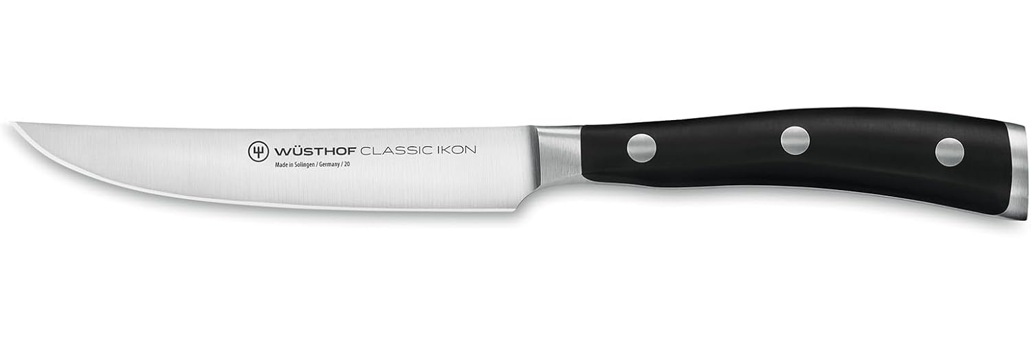 Wüsthof Steakmesser 12 cm Klinge, Classic Ikon (4096-7), scharfes Fleischmesser, geschmiedet, optimale Balance durch Doppelkropf Bild 1
