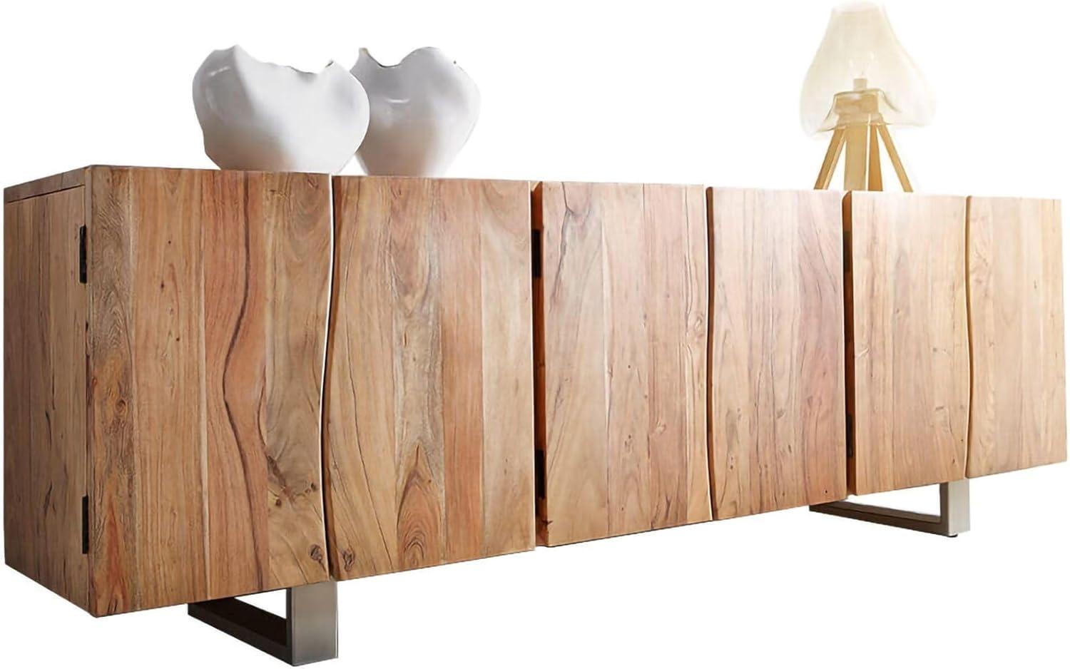 Sideboard Live-Edge 220 cm Akazie Natur massiv 6 Türen Bild 1